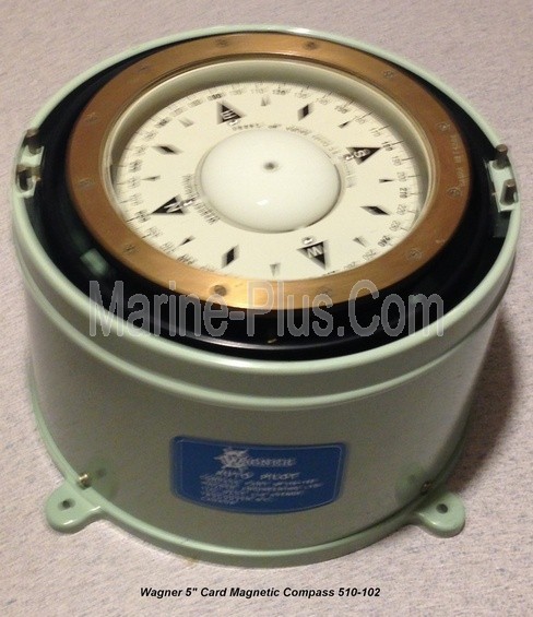 Wagner 5" Magnetic Flat Card Fluid Filled Gimbaled Compass (Reconditioned, VG Condition)