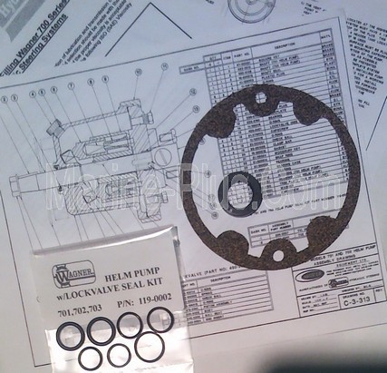 Wagner 119-0002 Seal Kit for 701, 701 or 703 Helm Pump (New)  NOTE: SORRY, Factory Cut Gasket Displayed in Picture is NOT Available ONLY Gasket Cork Material ...  YOU Need to Cut Cork Material to Match Your Existing Gasket!!