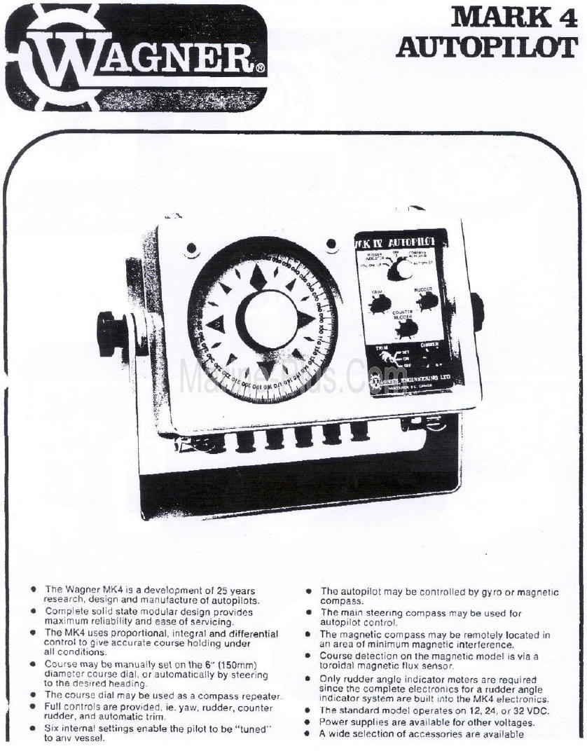 Wagner Mark 4 Autopilot Operator, Installation & Service Manual