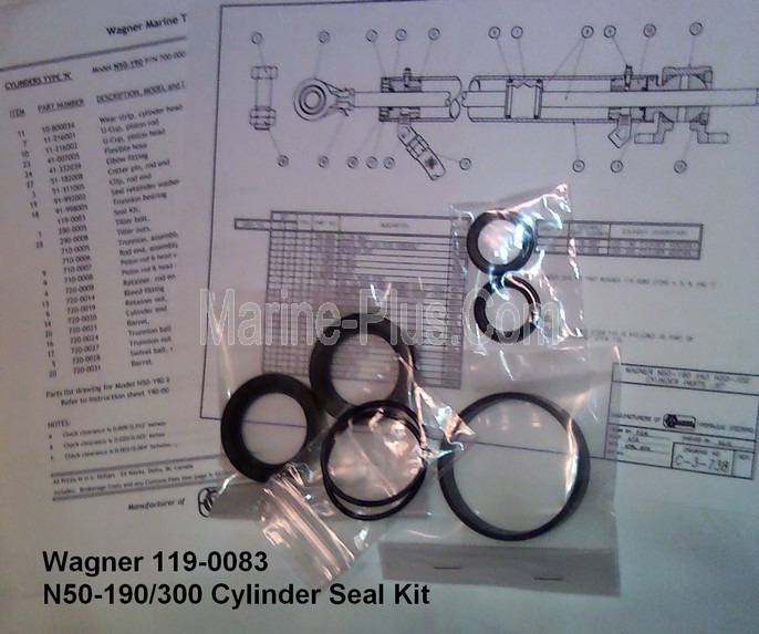 Wagner 119-0083 Seal Kit for N50-190/300 Hydraulic Cylinder (Stock Photo ... NEW SEALS are BLUE)