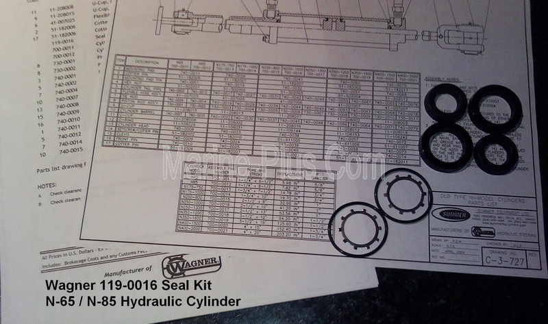 Wagner 119-0016 Seal Kit for N-65 or N-85 Hydraulic Cylinder
