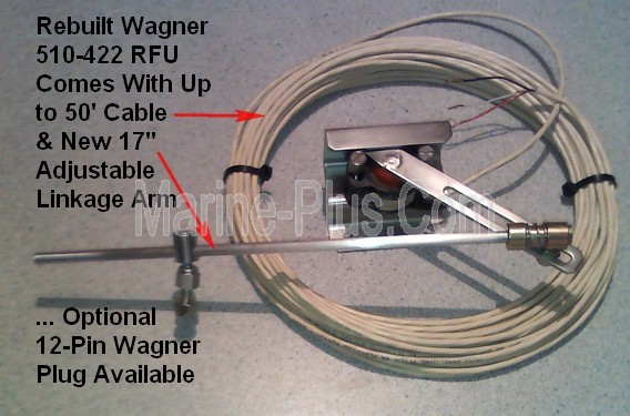 Wagner Rudder Follow-Up Unit w/50 Foot Cable (Rebuilt Like-New, SS Shelf or Bulkhead Mount Bracket)