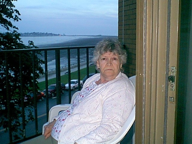 Lyn Relaxing at Daughter Daina's Beach Condo in Lynn MA